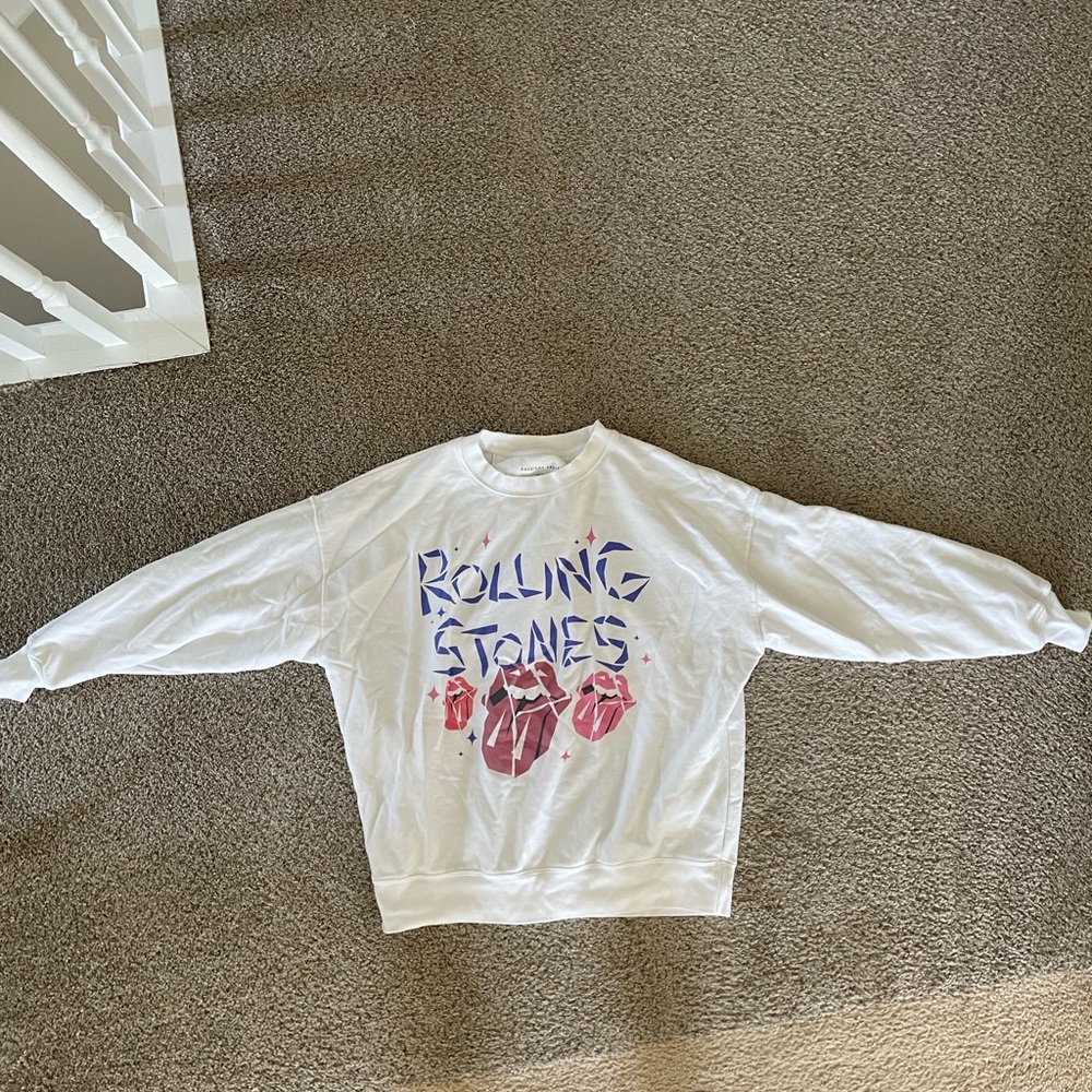 AE oversized Rolling Stones White crewneck sweatshirt